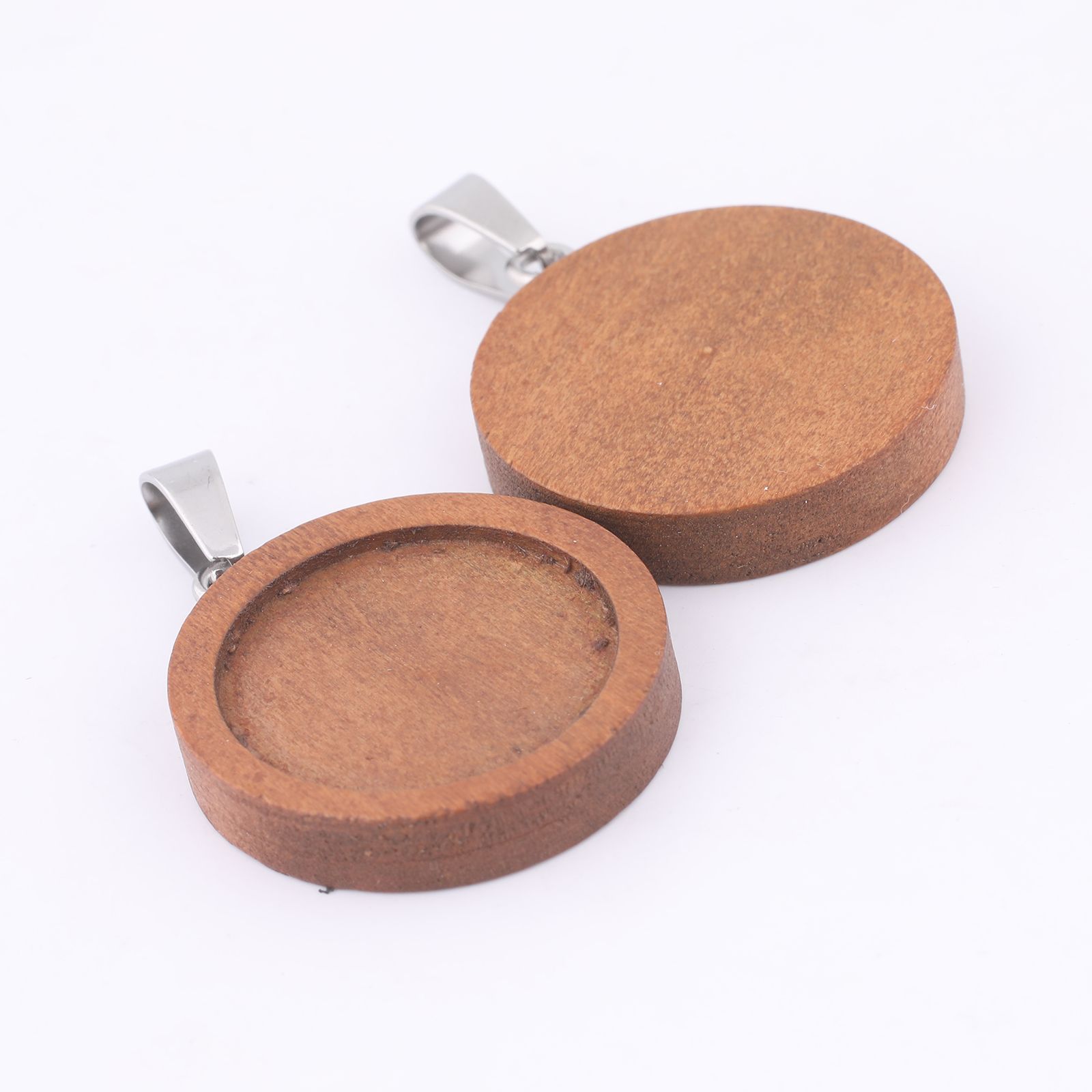 10pcs 20mm Round Wood Cabochon - Bezels Set Pendant reseña y precio