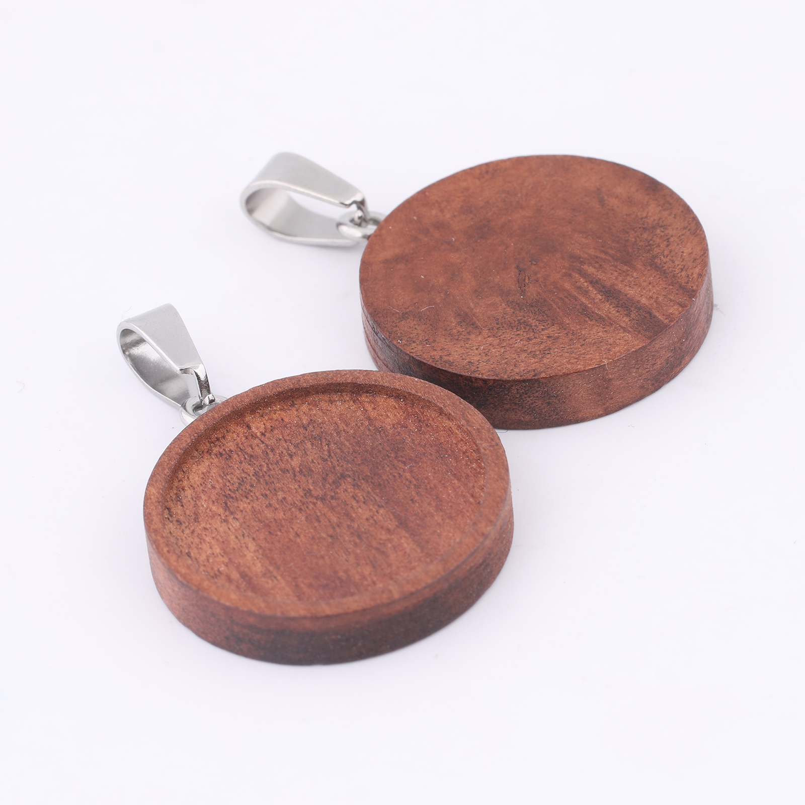 10pcs 20mm Round Wood Cabochon - Bezels Set Pendant reseña y precio
