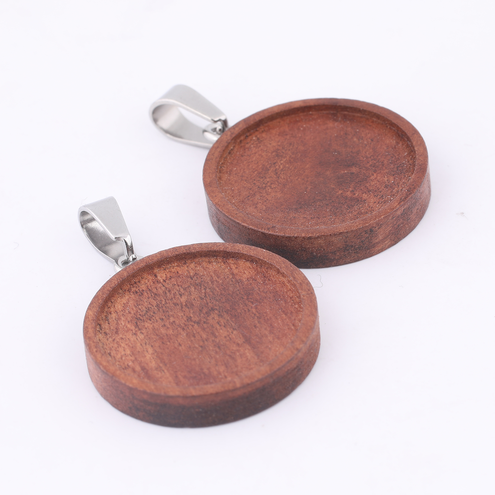 10pcs 20mm Round Wood Cabochon - Bezels Set Pendant reseña y precio