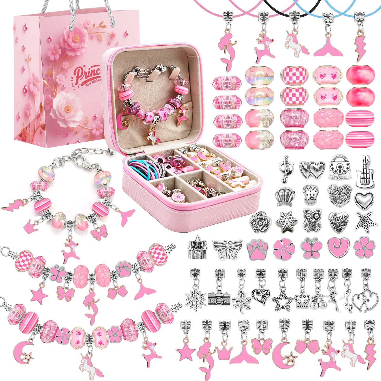 68pcs pink beaded jewelry set, - Resin Jewelry Kit reseña y precio