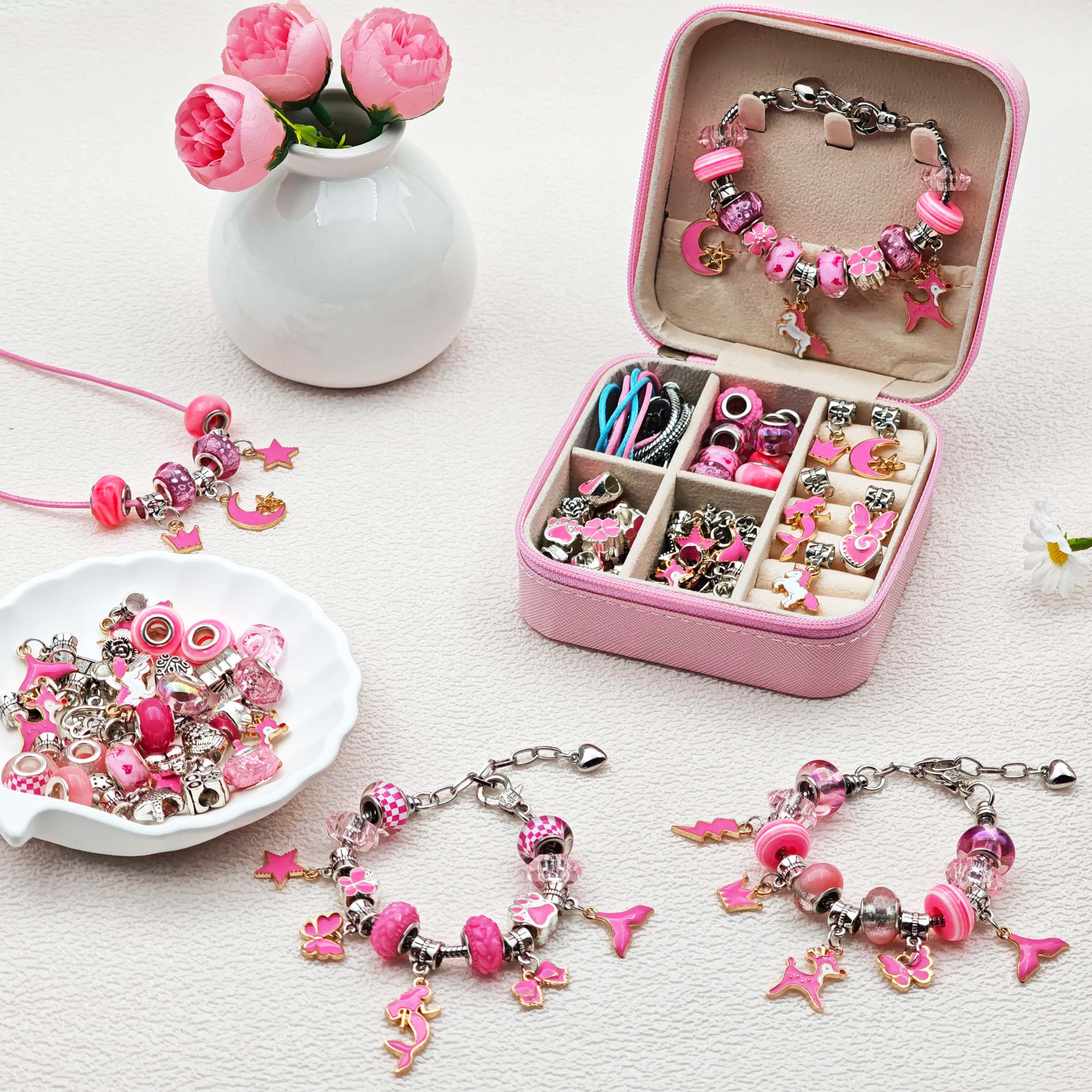 68pcs pink beaded jewelry set, - Resin Jewelry Kit reseña y precio