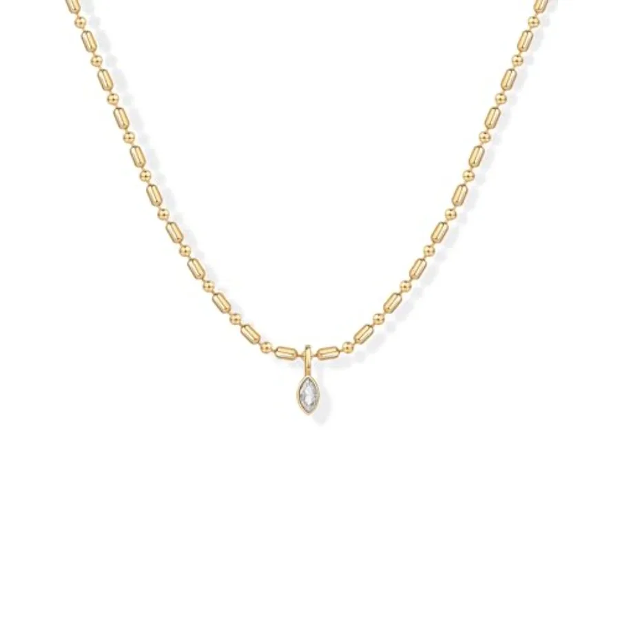 14K Gold Plated Dainty Tube Ba - Bezels Set Pendant reseña y precio