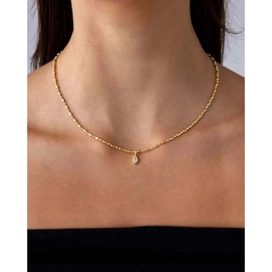 14K Gold Plated Dainty Tube Ba - Bezels Set Pendant reseña y precio