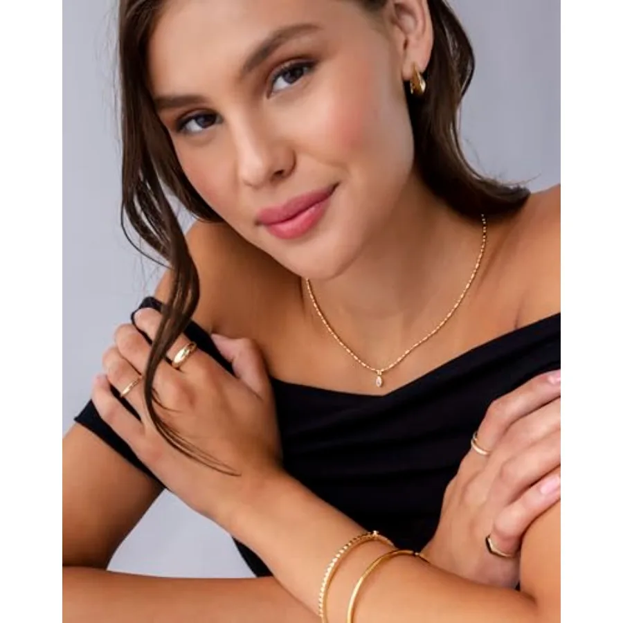 14K Gold Plated Dainty Tube Ba - Bezels Set Pendant reseña y precio